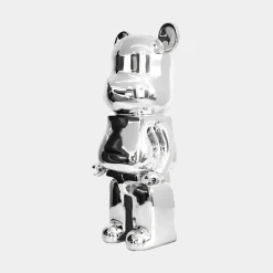 Statues & Sculptures Table Top|Floor Standing-Aero Bear 50cm Chrome Resin Indoor Sculpture