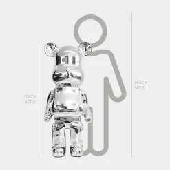 Statues & Sculptures Floor Standing|Animals-Aero Bear 135cm Chrome Resin Indoor Sculpture