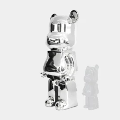 Statues & Sculptures Floor Standing|Animals-Aero Bear 135cm Chrome Resin Indoor Sculpture