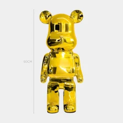 Statues & Sculptures Table Top|Floor Standing-Aero Bear 50cm Gold Resin Indoor Sculpture