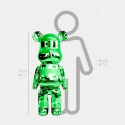 Statues & Sculptures Floor Standing|Animals-Aero Bear 135cm Green Resin Indoor Sculpture