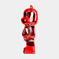 Statues & Sculptures Table Top|Floor Standing-Aero Bear 50cm Red Resin Indoor Sculpture