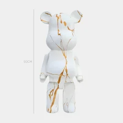 Statues & Sculptures Table Top|Floor Standing-Aero Bear 50cm White Resin Indoor Sculpture
