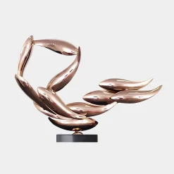 Statues & Sculptures Table Top|Abstract-Aero Stream 50cm Copper Metal Indoor Sculpture