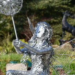Statues & Sculptures Fairies-Alette Fairy 60cm Metal Wire Garden Sculpture