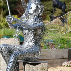 Statues & Sculptures Fairies-Alette Fairy Metal Wire Garden Sculpture