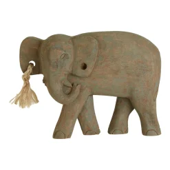 Statues & Sculptures Table Top|Animals-Ancient Elephant 31cm Wood Indoor Statue