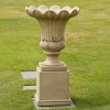 Statues & Sculptures Round|Large-Annecy Vase on Pedestal Stone Garden Planter