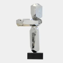 Statues & Sculptures Table Top|Floor Standing-Astrolith 90cm Silver Metal Indoor Sculpture v1