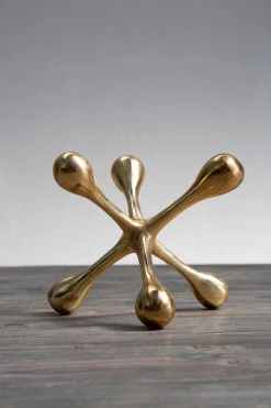 Statues & Sculptures Table Top|Abstract-Atomic Bloom 16cm Gold Metal Indoor Sculpture