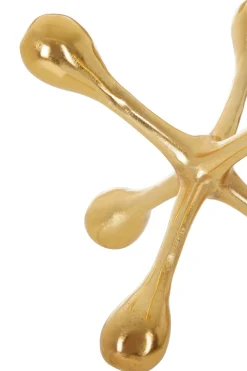 Statues & Sculptures Table Top|Abstract-Atomic Bloom 16cm Gold Metal Indoor Sculpture