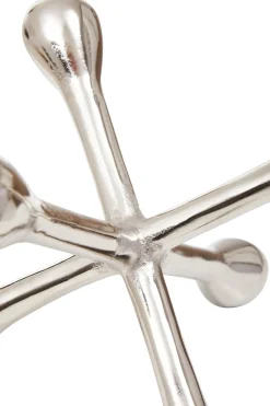 Statues & Sculptures Table Top|Abstract-Atomic Bloom 14cm Silver Metal Indoor Sculpture