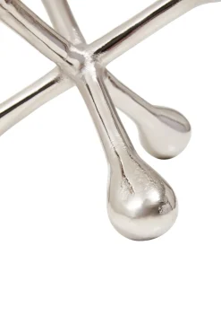 Statues & Sculptures Table Top|Abstract-Atomic Bloom 14cm Silver Metal Indoor Sculpture