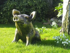 Statues & Sculptures Farm-Baby Piglet Bronze Metal Garden Ornament