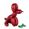 Statues & Sculptures Table Top|Floor Standing-Balloon Dog & Bone 28cm Red Resin Indoor Sculpture
