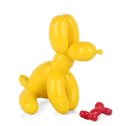Statues & Sculptures Floor Standing|Table Top-Balloon Dog & Bone 28cm Yellow Resin Indoor Sculpture