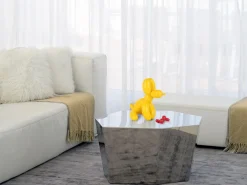 Statues & Sculptures Floor Standing|Table Top-Balloon Dog & Bone 28cm Yellow Resin Indoor Sculpture