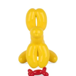 Statues & Sculptures Floor Standing|Table Top-Balloon Dog & Bone 28cm Yellow Resin Indoor Sculpture