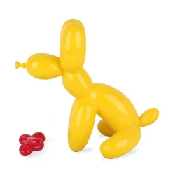 Statues & Sculptures Floor Standing|Table Top-Balloon Dog & Bone 28cm Yellow Resin Indoor Sculpture