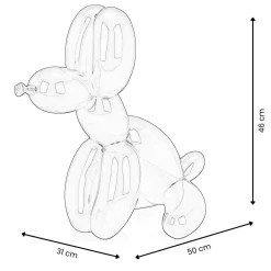 Statues & Sculptures Table Top|Floor Standing-Balloon Dog & Bone 46cm Yellow Resin Indoor Sculpture