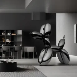 Statues & Sculptures Floor Standing|Balloon Dogs-Balloon Dog 100cm Black Metal Garden Sculpture