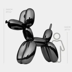 Statues & Sculptures Giant|Floor Standing-Balloon Dog 240cm Black Metal Garden Sculpture