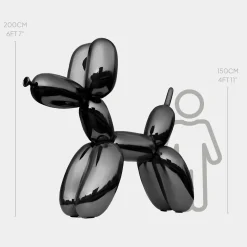 Statues & Sculptures Giant|Floor Standing-Balloon Dog 200cm Black Metal Garden Sculpture