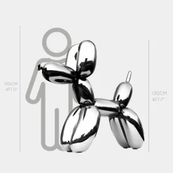 Statues & Sculptures Floor Standing|Balloon Dogs-Balloon Dog 130cm Chrome Fibreglass Indoor Sculpture