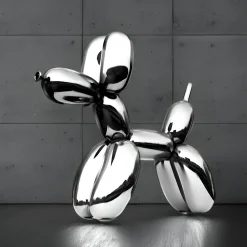 Statues & Sculptures Floor Standing|Balloon Dogs-Balloon Dog 80cm Chrome Fibreglass Indoor Sculpture
