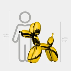 Statues & Sculptures Floor Standing|Balloon Dogs-Balloon Dog 100cm Gold Fibreglass Indoor Sculpture