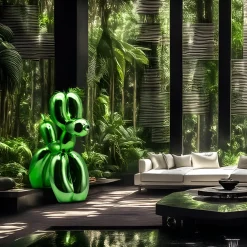 Statues & Sculptures Floor Standing|Balloon Dogs-Balloon Dog 100cm Green Metal Garden Sculpture