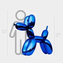 Statues & Sculptures Floor Standing|Balloon Dogs-Balloon Dog 130cm Ocean Blue Metal Garden Sculpture
