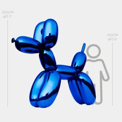 Statues & Sculptures Giant|Floor Standing-Balloon Dog 200cm Ocean Blue Fibreglass Indoor Sculpture