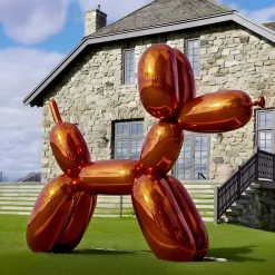 Statues & Sculptures Floor Standing|Balloon Dogs-Balloon Dog 130cm Orange Metal Garden Sculpture