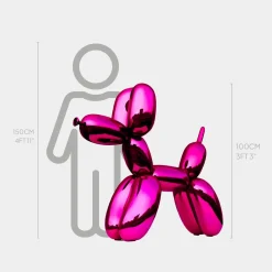 Statues & Sculptures Floor Standing|Balloon Dogs-Balloon Dog 100cm Pink Fibreglass Indoor Sculpture