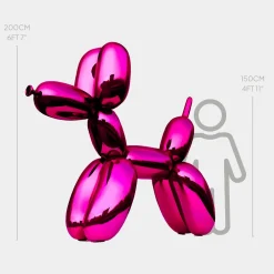 Statues & Sculptures Giant|Floor Standing-Balloon Dog 200cm Pink Fibreglass Indoor Sculpture