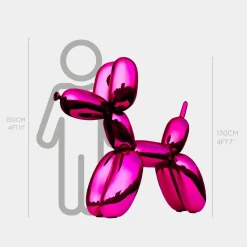 Statues & Sculptures Floor Standing|Balloon Dogs-Balloon Dog 130cm Pink Metal Garden Sculpture