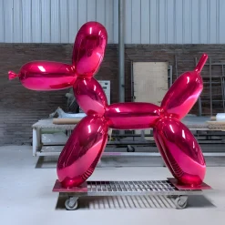 Statues & Sculptures Floor Standing|Balloon Dogs-Balloon Dog 80cm Pink Metal Garden Sculpture