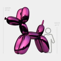 Statues & Sculptures Giant|Floor Standing-Balloon Dog 240cm Purple Metal Garden Sculpture
