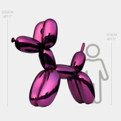Statues & Sculptures Giant|Floor Standing-Balloon Dog 200cm Purple Metal Garden Sculpture