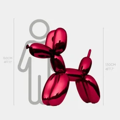 Statues & Sculptures Floor Standing|Balloon Dogs-Balloon Dog 130cm Red Fibreglass Indoor Sculpture