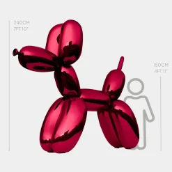 Statues & Sculptures Giant|Floor Standing-Balloon Dog 240cm Red Fibreglass Indoor Sculpture