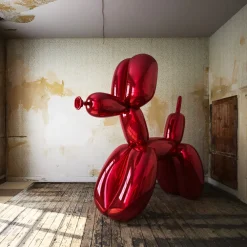 Statues & Sculptures Giant|Floor Standing-Balloon Dog 240cm Red Metal Garden Sculpture