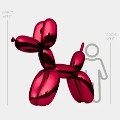 Statues & Sculptures Floor Standing|Giant-Balloon Dog 200cm Red Metal Garden Sculpture