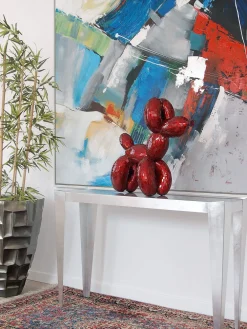 Statues & Sculptures Table Top|Floor Standing-Balloon Dog 60cm Red Resin Indoor Sculpture