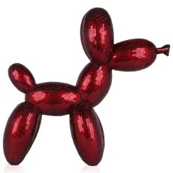Statues & Sculptures Table Top|Floor Standing-Balloon Dog 60cm Red Resin Indoor Sculpture