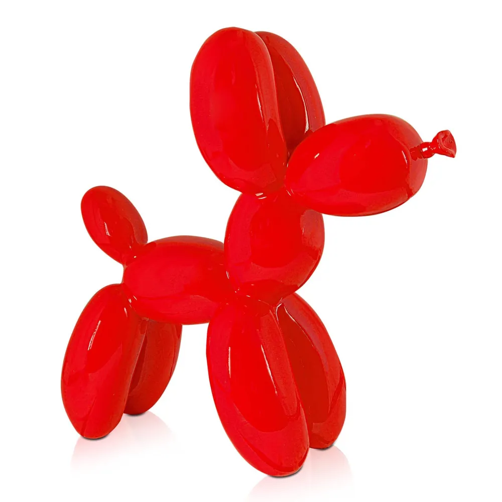 Statues & Sculptures Table Top|Floor Standing-Balloon Dog 46cm Rosso Red Resin Indoor Sculpture