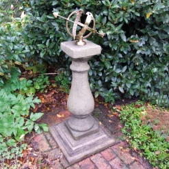 Statues & Sculptures Armillary Sundials-Baluster Medium Armillary Stone Garden Sundial