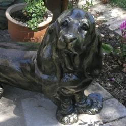 Statues & Sculptures Dogs-Bassett Hound Dog Bronze Metal Garden Statue