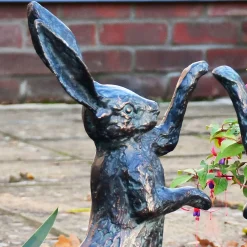 Statues & Sculptures Wildlife-Battling Hares 50cm Bronze Metal Garden Statues